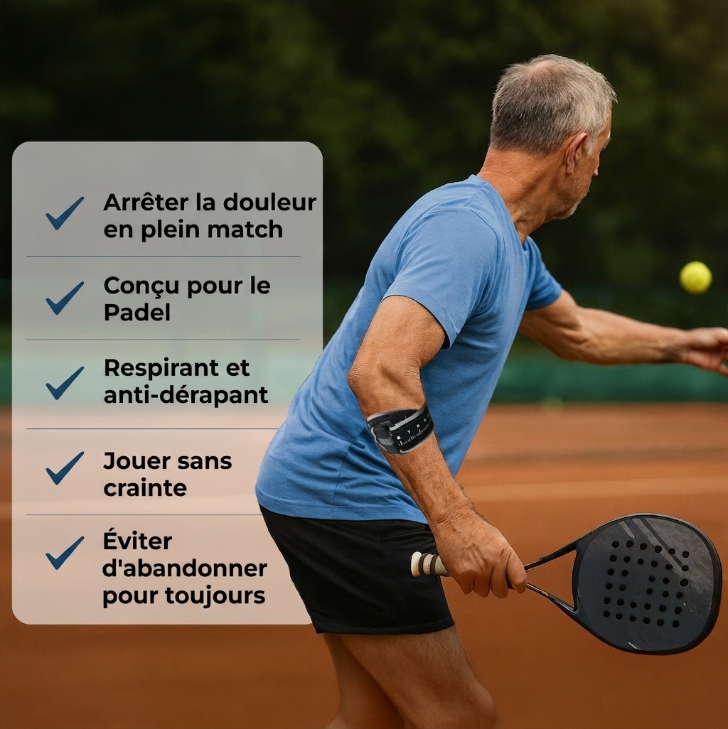 PadelGuard™ — Libérez votre bras, retrouvez le plaisir de jouer