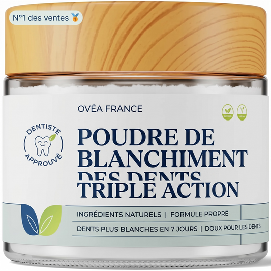 Poudre de blanchiment des dents triple action