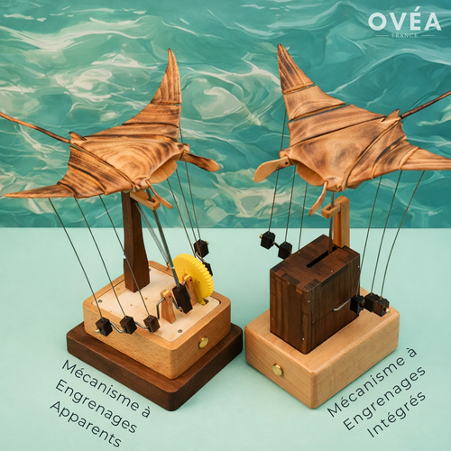 Le Ballet des Océans : Raie Manta Animée en Bois