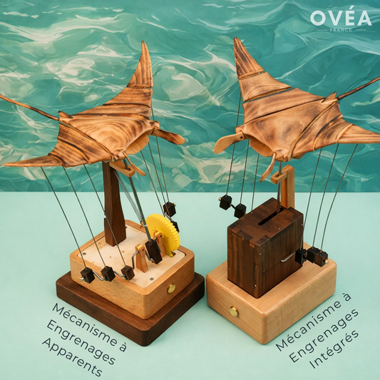 Le Ballet des Océans : Raie Manta Animée en Bois